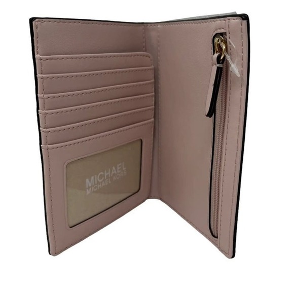 Michael Kors Passport Wallet Stripe Jet Set Stripe MK Signature Powder blush Mlt - Picture 4 of 5